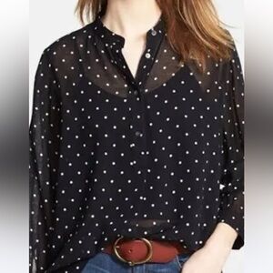 Madewell Black Sheer Polka Dot Blouse